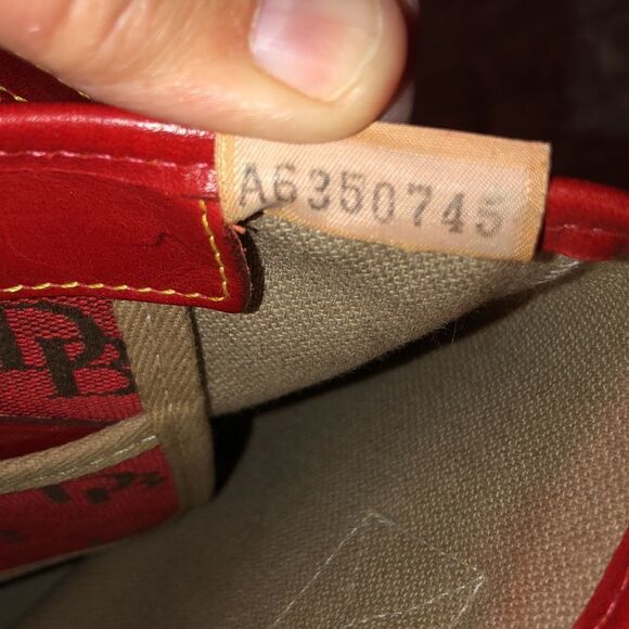 Dooney & Bourke Red Canvas Leather Combo DB Logo Bucket Shoulder Bag Purse - Picture 15 of 15